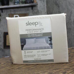NEW Sleep RX 4-Piece Bamboo Cotton Sheet Set 300 TC Oatmeal Brown Queen